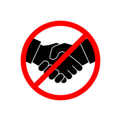No handshake icon vector illustration. Stop contact. No deal. No physical contact. Prevention of coronavirus disease