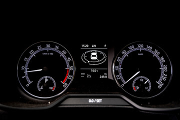 Odometer Car digital modern , Panel of devices of car afoot. background is not isolated. the Neterlands