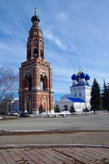 BRONNITSY, MOSCOW REGION, RUSSIA - MARCH, 2019: Cathedral complex of Bronnitsy. Cathedral of the Archangel Michael