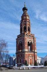 Fototapeta na wymiar BRONNITSY, MOSCOW REGION, RUSSIA - MARCH, 2019: Cathedral complex of Bronnitsy. Bell tower of the Cathedral of the Archangel Michael