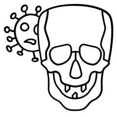 Coronavirus and Skull Concept, Viral Pandemic Fear Symbol, Human Death   Due Evil Virus Vector Icon Deisgn, Covid-19 conspiracy on white background, 