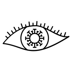 Human Eyeball transform to Coronavirus concept, SARS-CoV-2 transmission through eye has been suspected vector Icon design, 