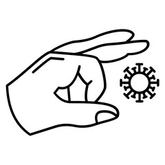 Hand gesture A-OK and Ticking to coronavirus Concept, Stay Home Save lives Abstract Vector Icon Design, Social Distance Symbol on white background, Triangle Home Hand Gesturing Sign 