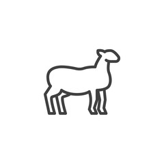 Sheep farm animal line icon. linear style sign for mobile concept and web design. Livestock, lamb side view outline vector icon. Symbol, logo illustration. Vector graphics