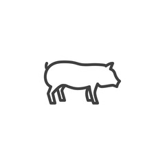 Pig farm animal line icon. linear style sign for mobile concept and web design. Livestock, swine side view outline vector icon. Symbol, logo illustration. Vector graphics