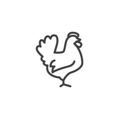 Chicken farm animal line icon. linear style sign for mobile concept and web design. Livestock, chicken side view outline vector icon. Symbol, logo illustration. Vector graphics
