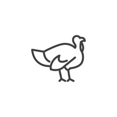 Turkey farm animal line icon. linear style sign for mobile concept and web design. Livestock, turkey side view outline vector icon. Symbol, logo illustration. Vector graphics