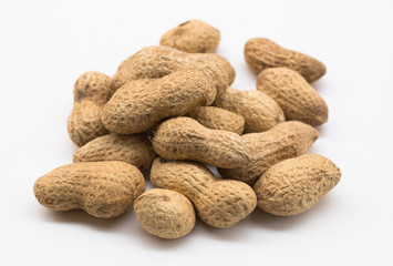 bunch of ecological peanuts on a white background