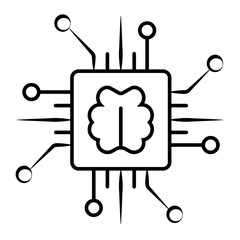 Ai brain processor icon vector