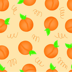 juicy apricots with petals and hand-drawn spirals