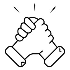 Business agreement handshake or friendly handshake line art icon