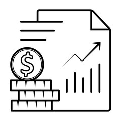 Vector illustration. Financial graph with coins.