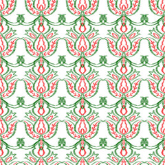 Red Rug Antique Vector Seamless Pattern. Art 