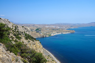 Sea view from the top of Cape Alchak in Crimea