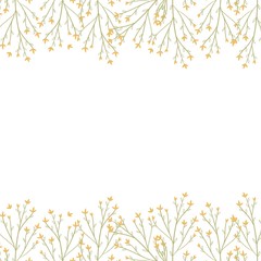 Vector frame botanic. Wildflowers, herbs, leaf.