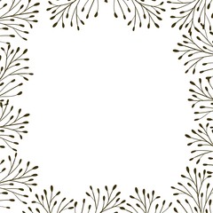 Vector frame botanic. Leaf branches. illustration isolated on white background. Hand draw.