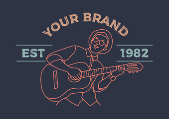 man playing acoustic guitar. logo. icon