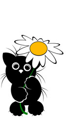 cat with flower vector