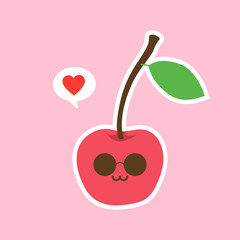 Cute and funny comic style cherry character 