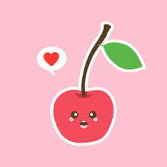 Cute cartoon character cherry. Character berry welcomes, 