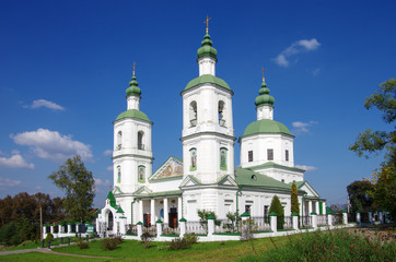 Fototapeta na wymiar Molodi, Chekhov district, Moscow region, Russia - September, 2019: Church of The Resurrection