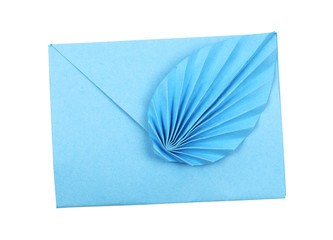Blue craft paper envelope wuth draped element