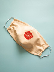 Naklejka premium Protective medical mask with red lips