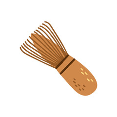 Matcha green tea bamboo whisk. Matcha herbal green tea bamboo whisk isolated on white background.