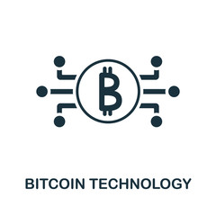 Obraz premium Bitcoin Technology icon. Simple illustration from fintech industry collection. Creative Bitcoin Technology icon for web design, templates, infographics and more