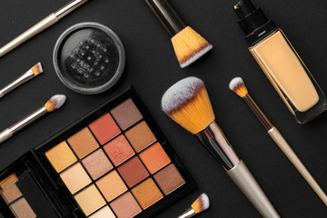 Professional makeup brushes and tools, make-up products set