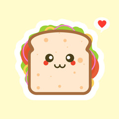 Sandwich delicious food kawaii cute cartoon