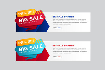 Set of Horizontal layout of sale banner template design. Sale and discounts set of banners.  Big sale special offer. end of season special offer banner. vector illustration. 