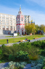Obraz premium MOSCOW, RUSSIA - October, 2019: Patriarchal Farmstead of churches in Zaryadye in Kitay-Gorod