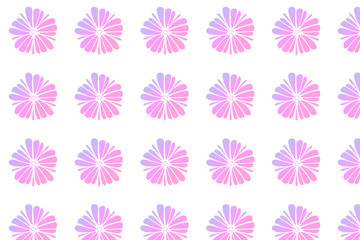 Pink pastel flowers pattern on white background.