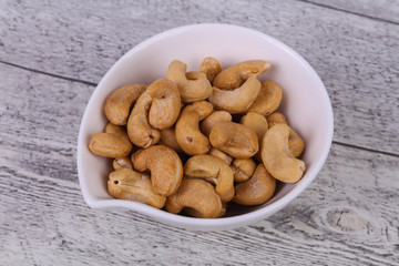 Cashew nuts heap in the bowl