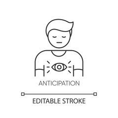 Anticipation pixel perfect linear icon. Man expecting future. Person with intuitive prediction. Thin line customizable illustration. Contour symbol. Vector isolated outline drawing. Editable stroke