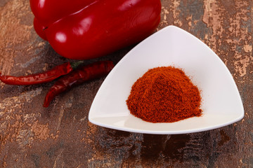 Paprika powder in the bowl