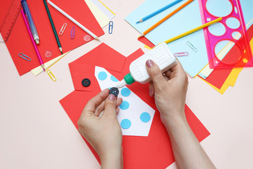 Making greeting card for Father's Day. art project. DIY concept. Step-by-step photo instruction. Step 5