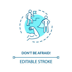 Dont be afraid concept icon. Overcoming fear, stress management idea thin line illustration. Self assurance, resolve and determination. Vector isolated outline RGB color drawing. Editable stroke