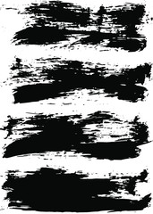 Black paint brush strokes, dirty inked grunge art brushes. Creative sketch brush stroke, illustration of brush stain line	

