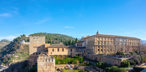 Fototapeta na wymiar The fortress and arabic palace complex of Alhambra in Granda, Spain