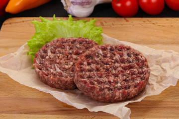 Raw burger cutlet