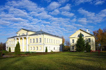 Fototapeta na wymiar MOSCOW, Russia - October, 2019: Sviblovo Manor on a sunny autumn day