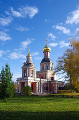 Fototapeta na wymiar MOSCOW, Russia - October, 2019: Sviblovo Manor on a sunny autumn day