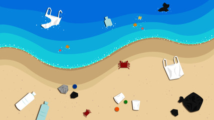 Many beaches That are full of human waste become an environment problem.