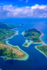 Fototapeta na wymiar Aerial view of the paradise coast of Busuanga island with beautiful beaches, Coron, Philippines