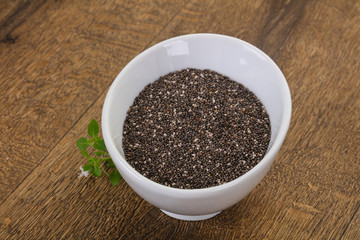 Dietary Chia seeds in the bowl