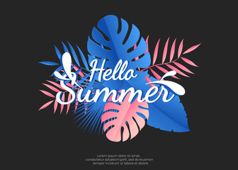 summer setting with tropical leaves