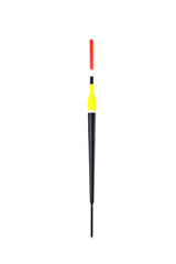Long cylindrical fishing float for fishing with a fishing rod on a white background