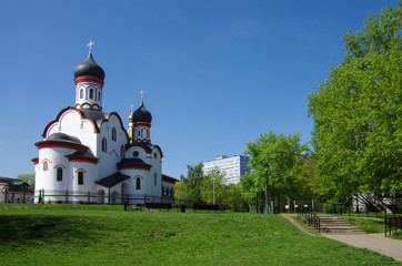Fototapeta na wymiar MOSCOW, RUSSIA - May, 2019: Holy Trinity Church in Stariye Cheryomushki